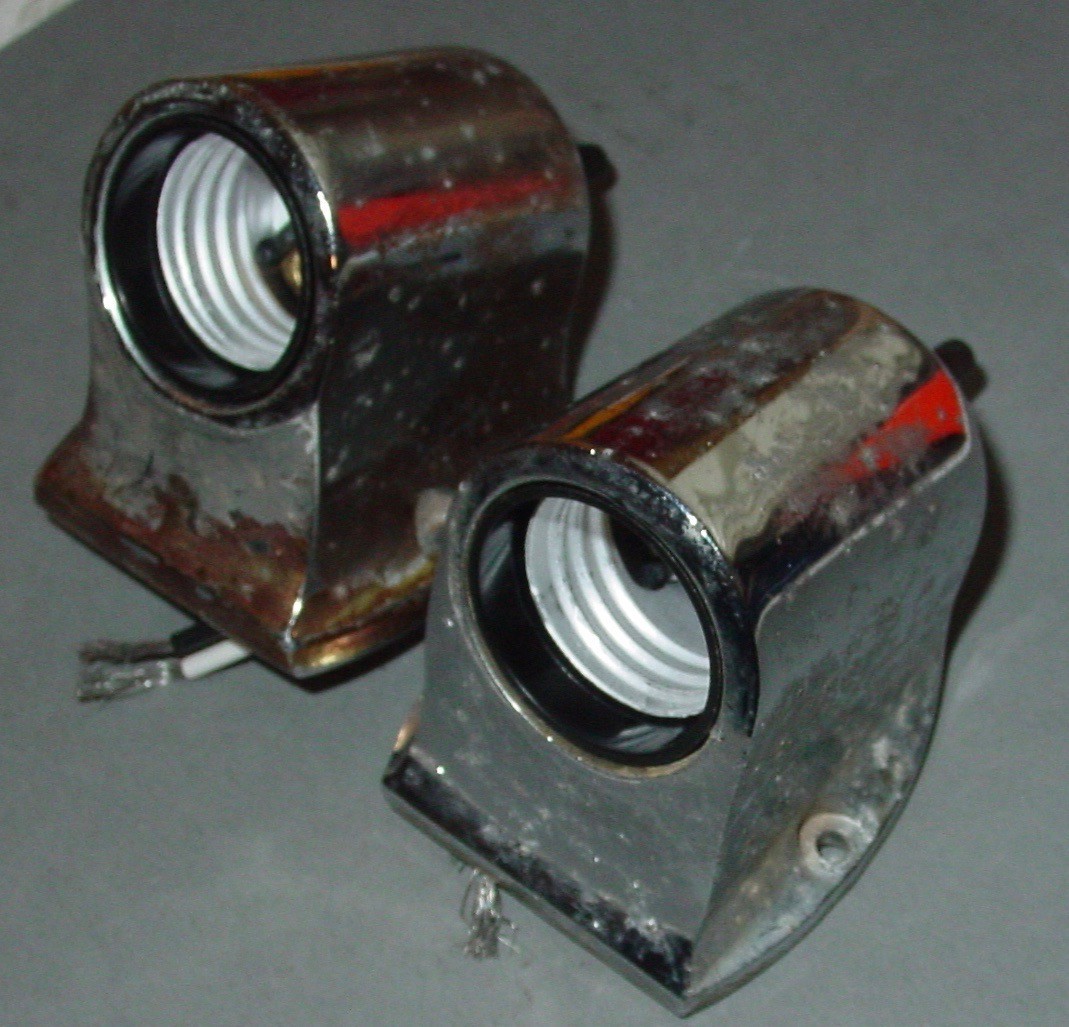 2 Vintage Boat Sconces Lot Art Deco Low Profile Compact Chrome Light Fixture