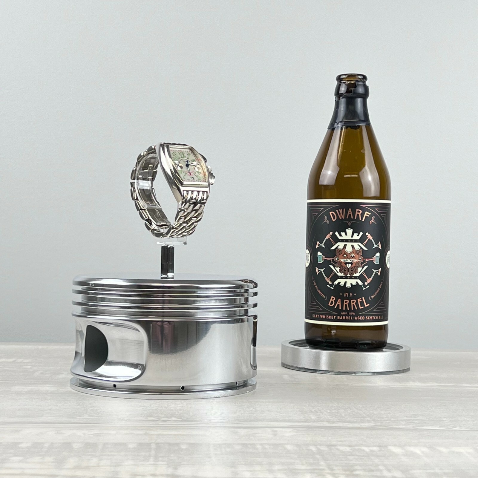 Jacobs Radial Engine WWII Airplane Polished Piston Pilots Watch Display Stand