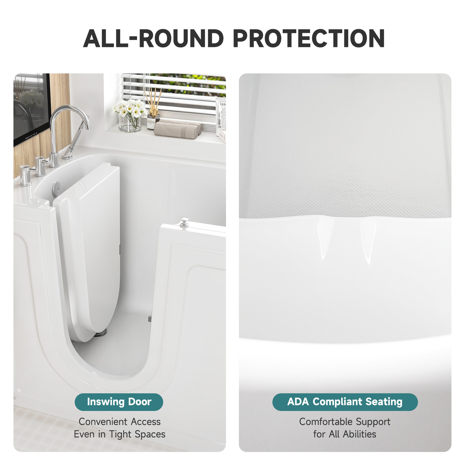 CO-Z Walk-In Tub 52" x 30" Low Entry with Shower Sprayer & Slip Resistant Floor