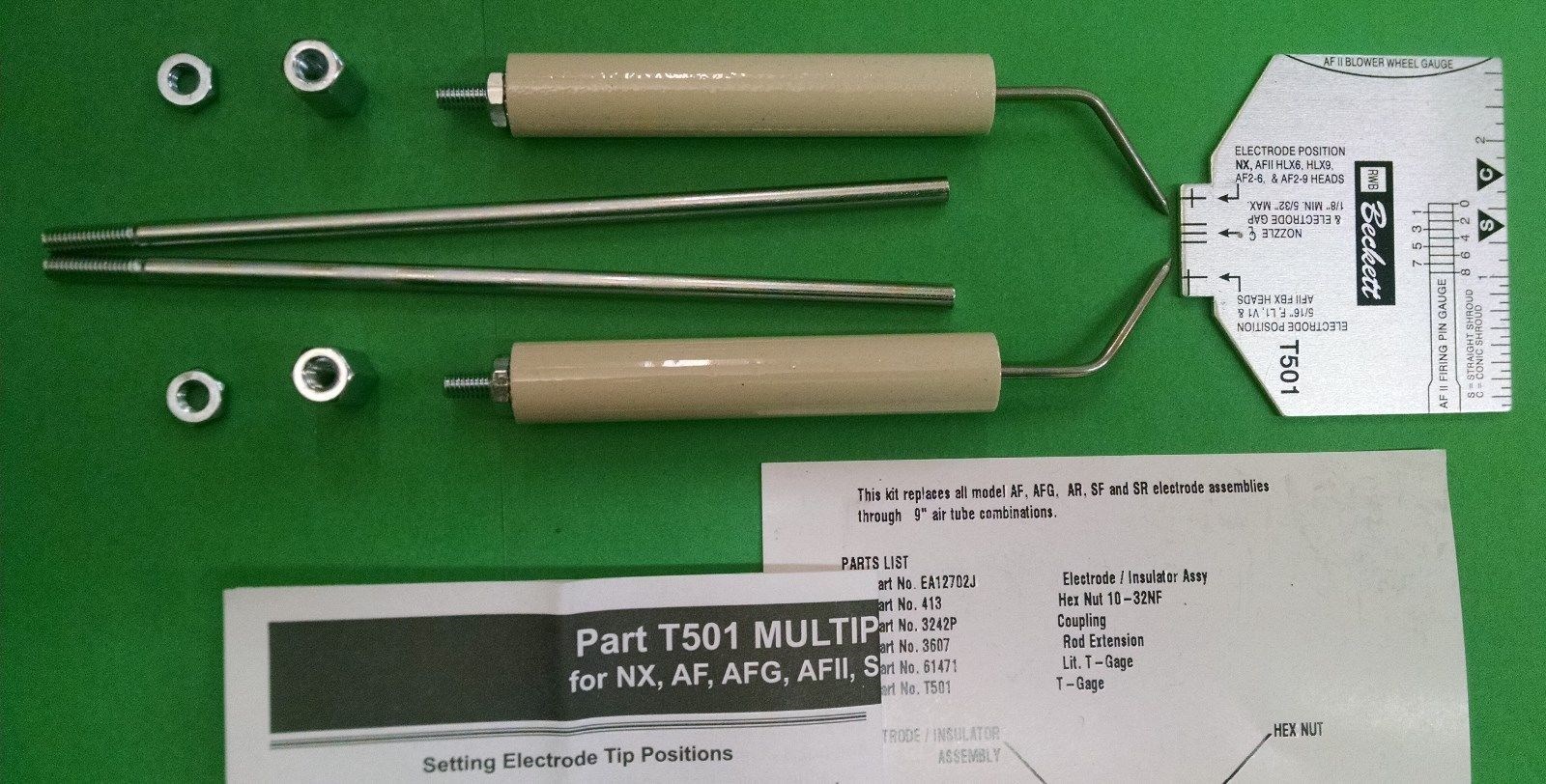 Genuine BECKETT Burner AF AFG AR SF SR Electrode Kit 5780 & T501 gauge up to 9"