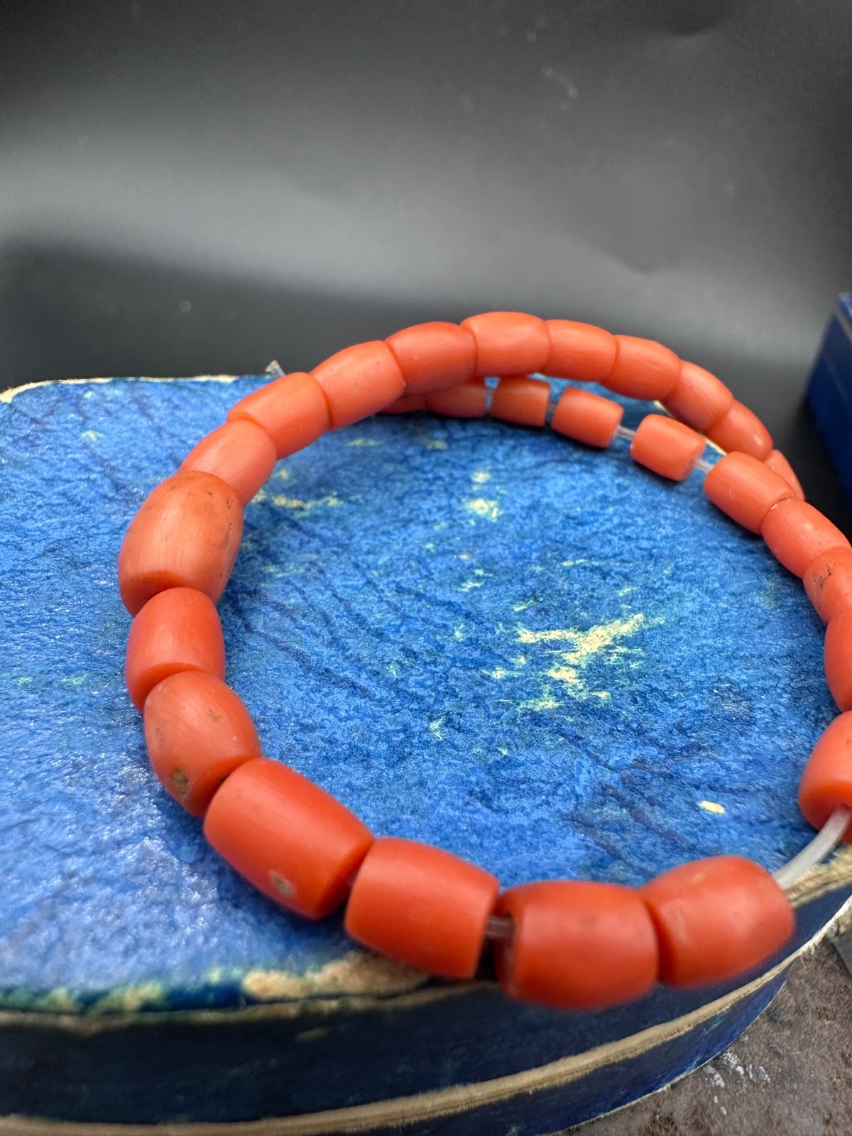 UNDYED Antique BEAD CORAL salmon VTG Mediterranean TIBETAN Japan Mala dZi Chung