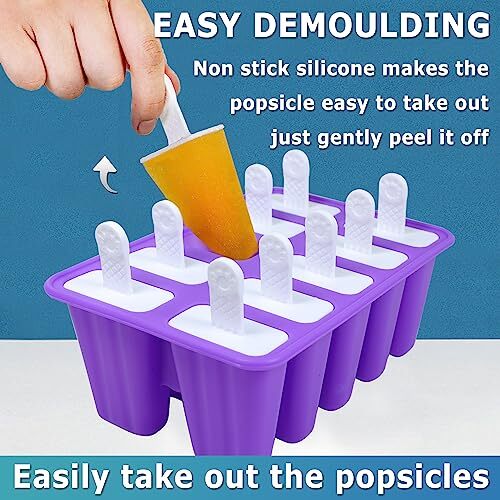 10-Cavity Silicone Popsicle Molds DIY Ice Pop Maker Ice Crea Molds