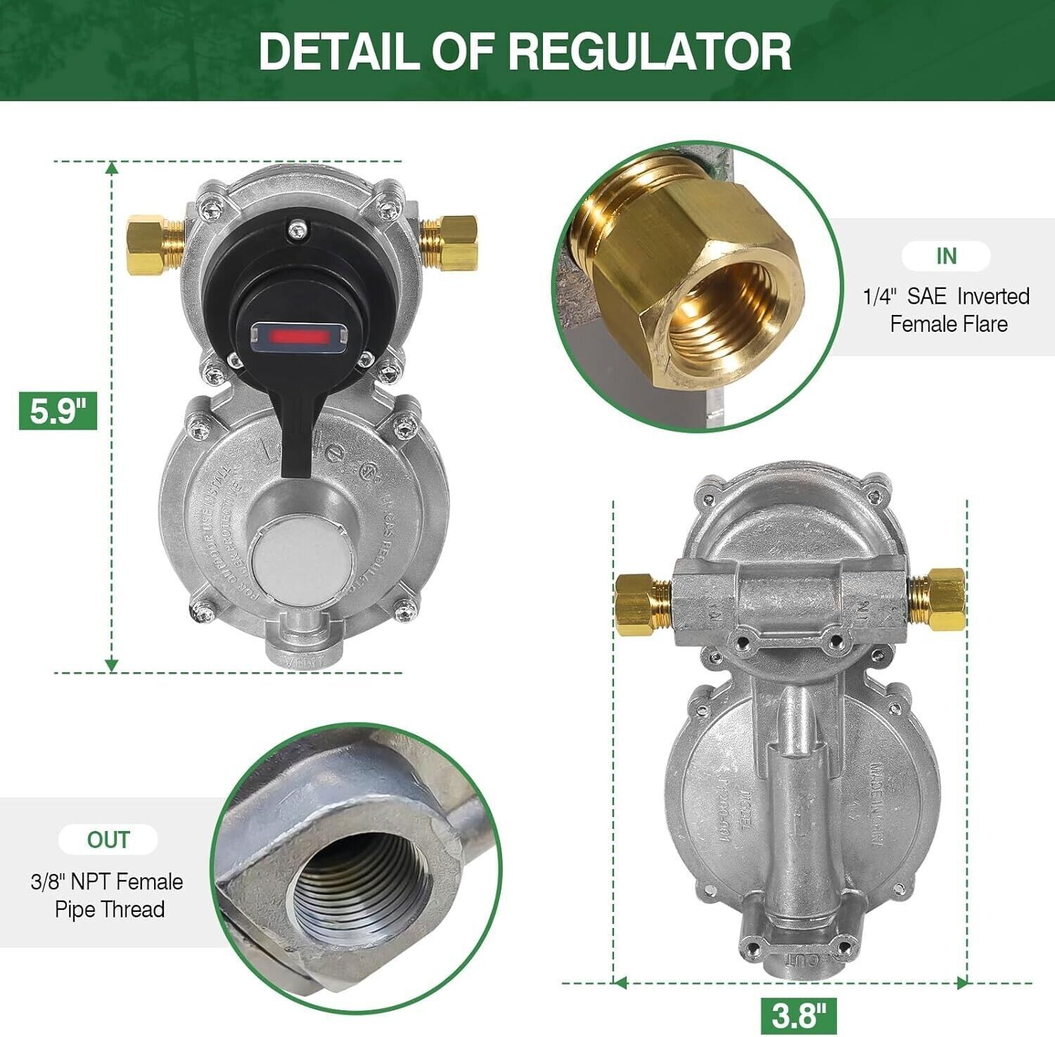 RV Propane Regulator 2 Tank Hoses,2-Stage Auto Changeover LP Propane Gas Regulat