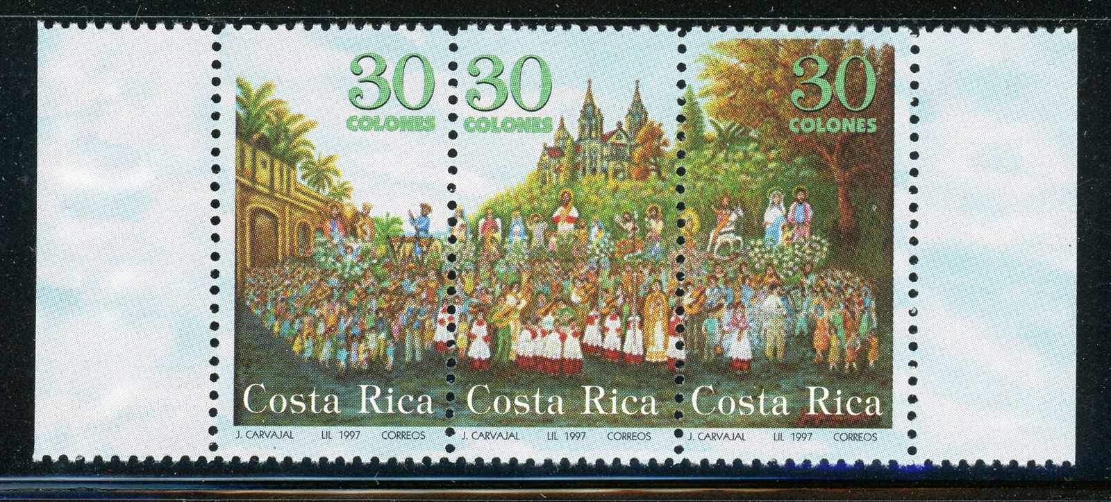 COSTA RICA MNH: Scott #496 Costa Rican Traditions Strip #1 CV$6+
