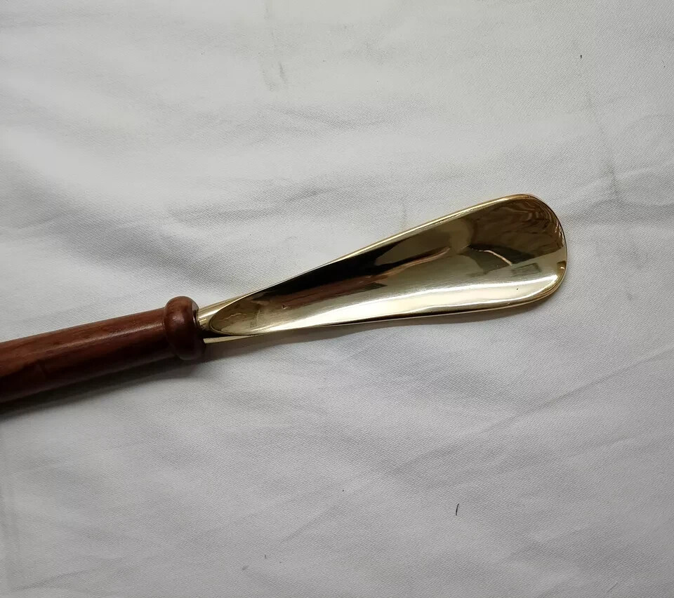 Shoe Horn Handmade Vintage Solid Wooden Brass Jaguar Handle - Nautical Style