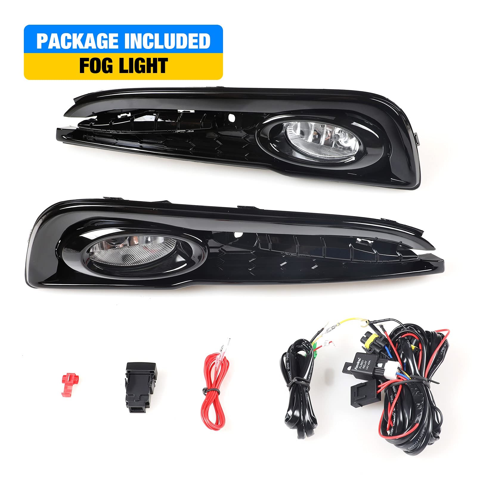 Fog Lights for 2015 Honda Civic 4 Door Sedan Wiring Kit Switch Pair Clear Lens