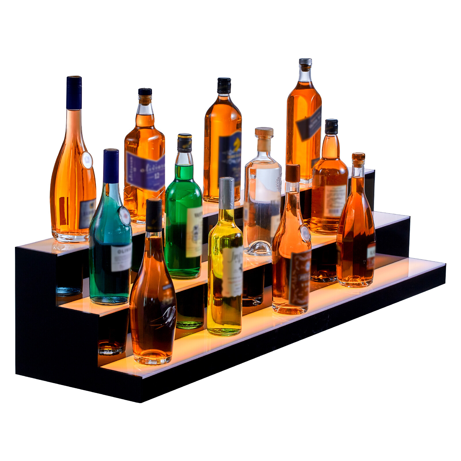 VEVOR LED Lighted Liquor Bottle Display Bar Shelf RF & App Control 48" 3-Step