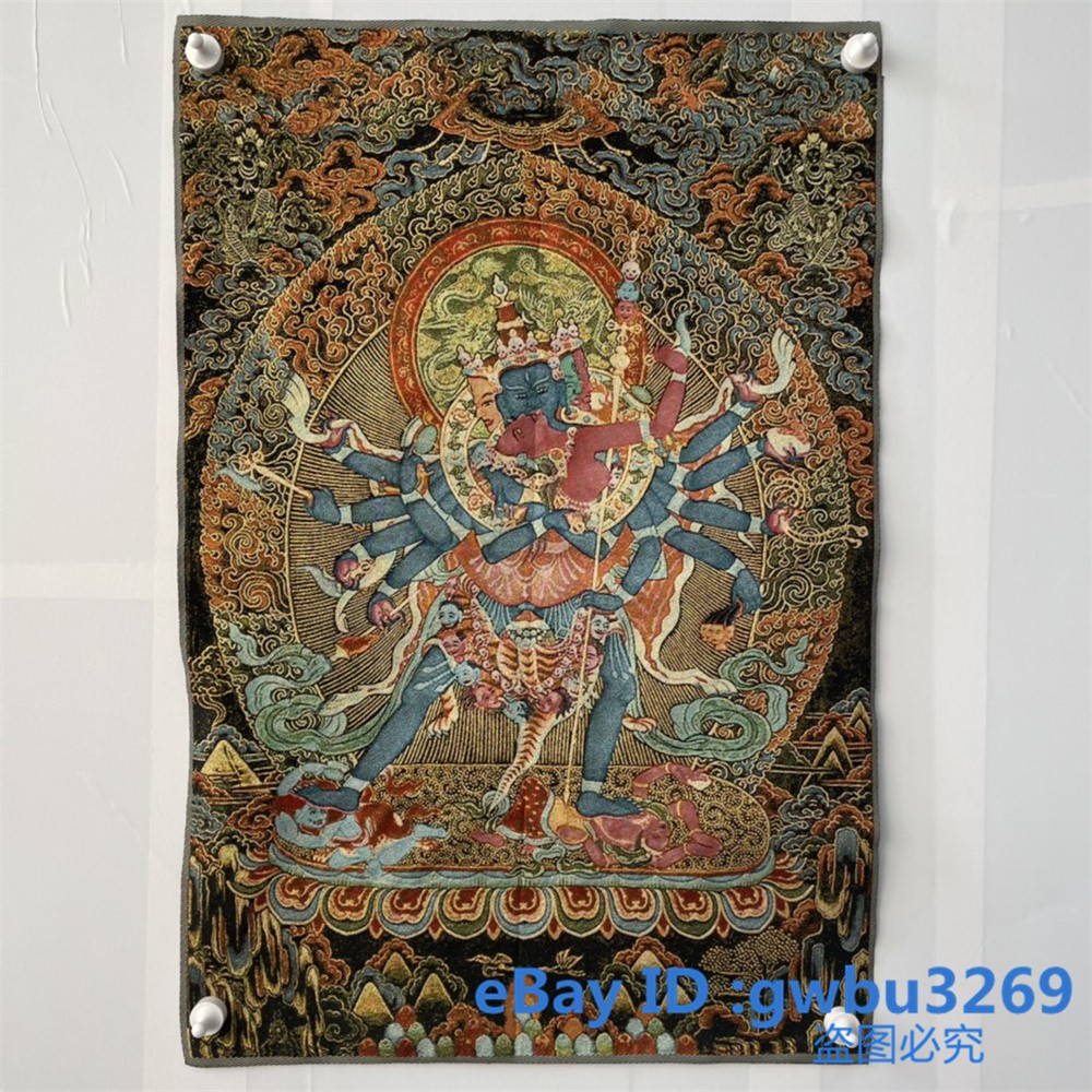 36” Chinese Tibetan Nepal Silk embroidery Tara Buddha Thangka Statue Mural 42856