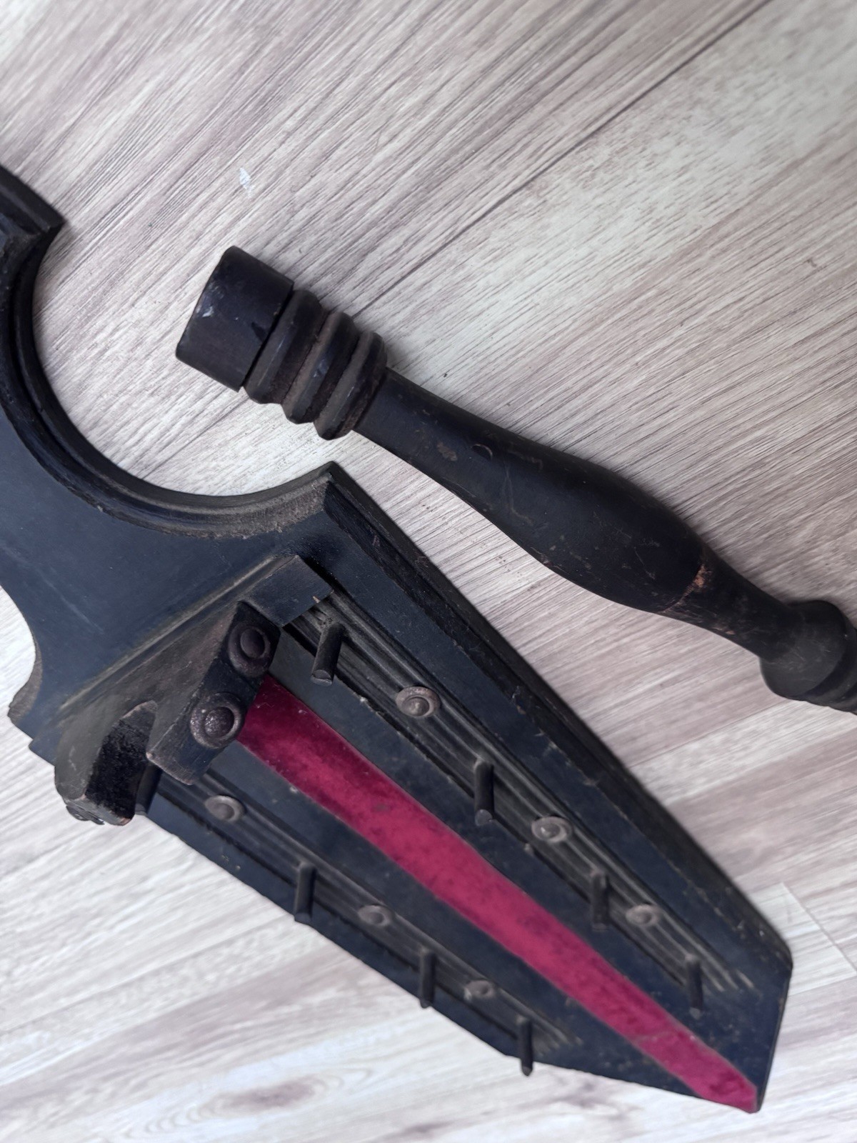 1960 Medieval Mace & Flail Wall Decor Wood Plaque Removable Weapon Vintage