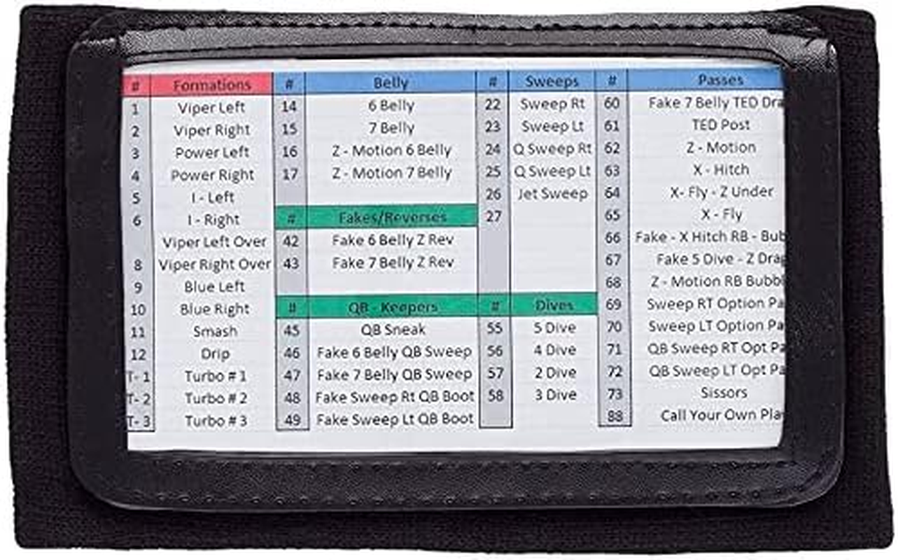 Football Play Wristbands - Adult Quarterback Gear - Wristband Playbook - Softbal