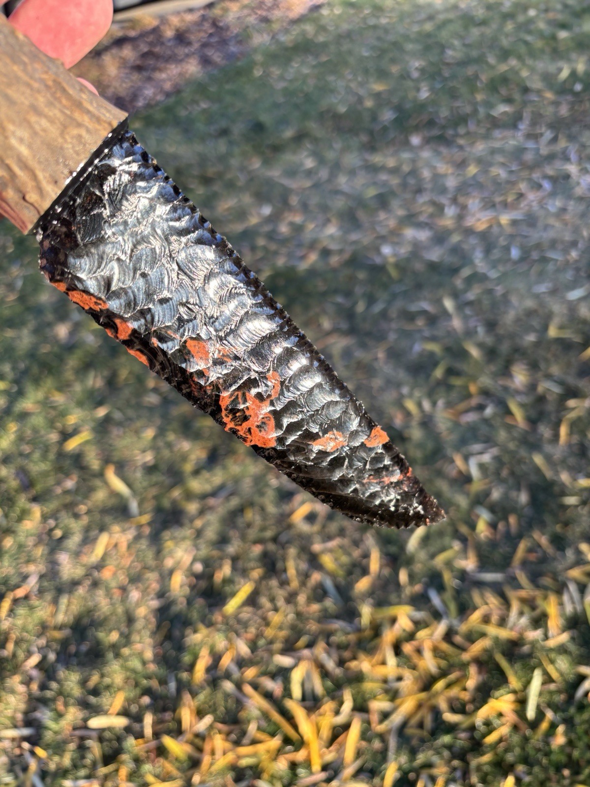 Huge Dragon Glass Obsidian Mule Deer Antler Display Knife Made By Grady Bowen