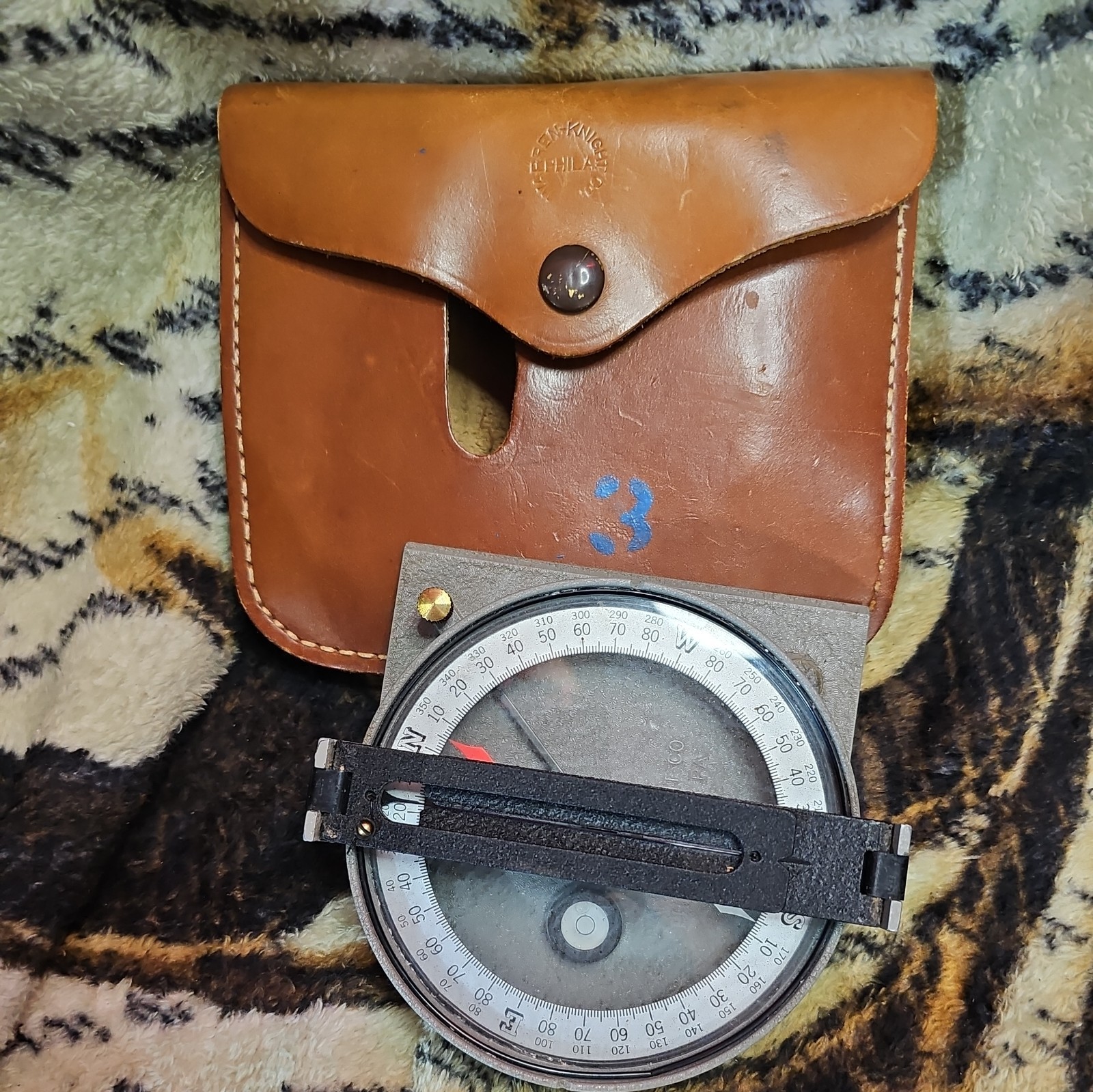 Vintage Antique Surveyors Compass Warren Knight Co Philadelphia PA W/pouch