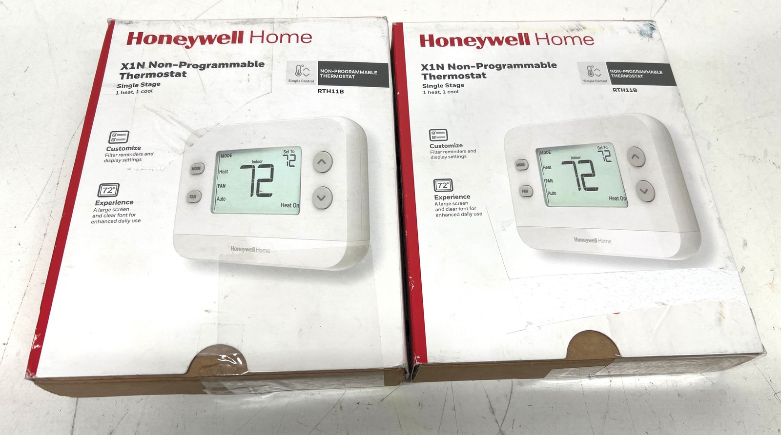 LOT OF 2 Honeywell X1N Non-Programmable Thermostat, Single-Stage, 1-Heat/1-Cool