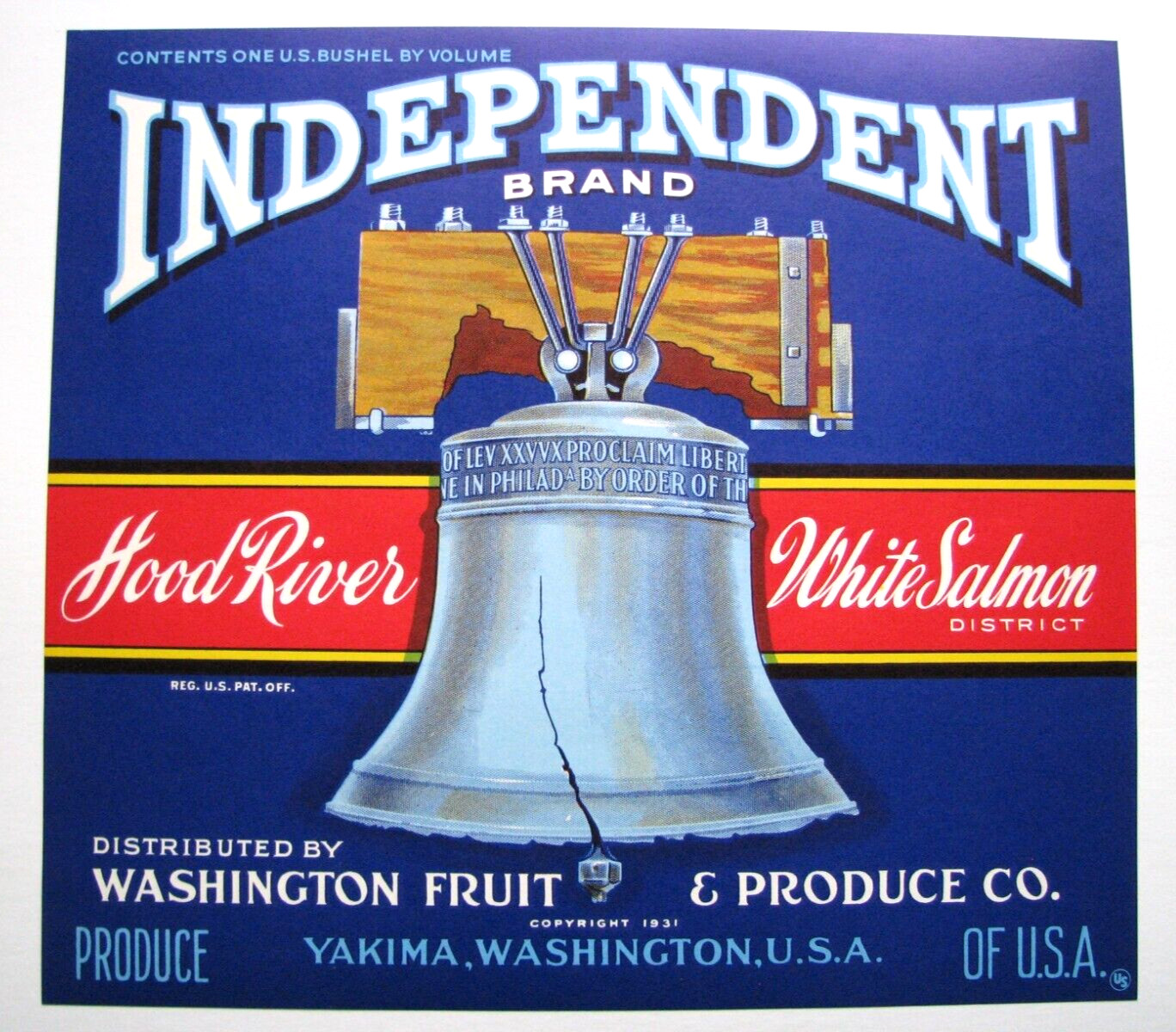 Original INDEPENDENT apple crate label Washington Fruit Hood River White Salmon