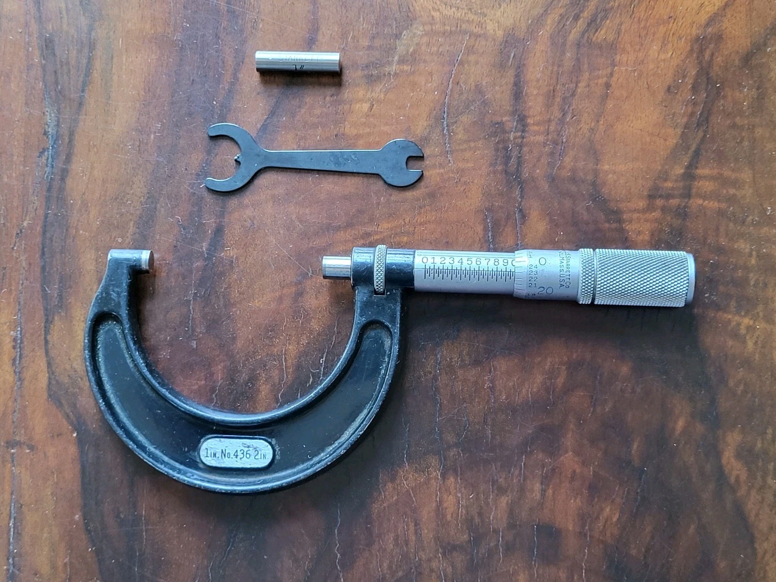 Starrett No. 436 1-2” Outside Micrometer w/Locking, 1" Standard, Wrench & Case