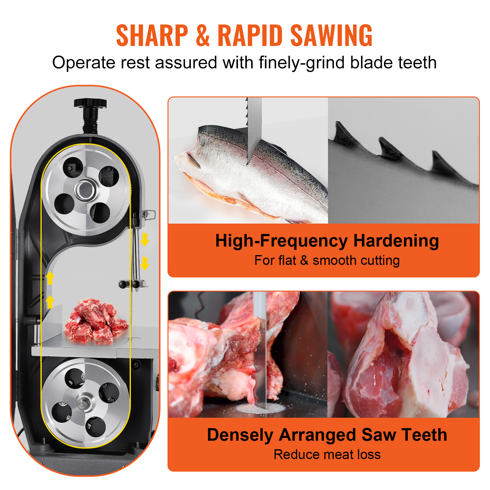 VEVOR Band Saw Blade for Cutting Meat Bone 65"x0.63"x0.02" Carbon Steel 5 PCS