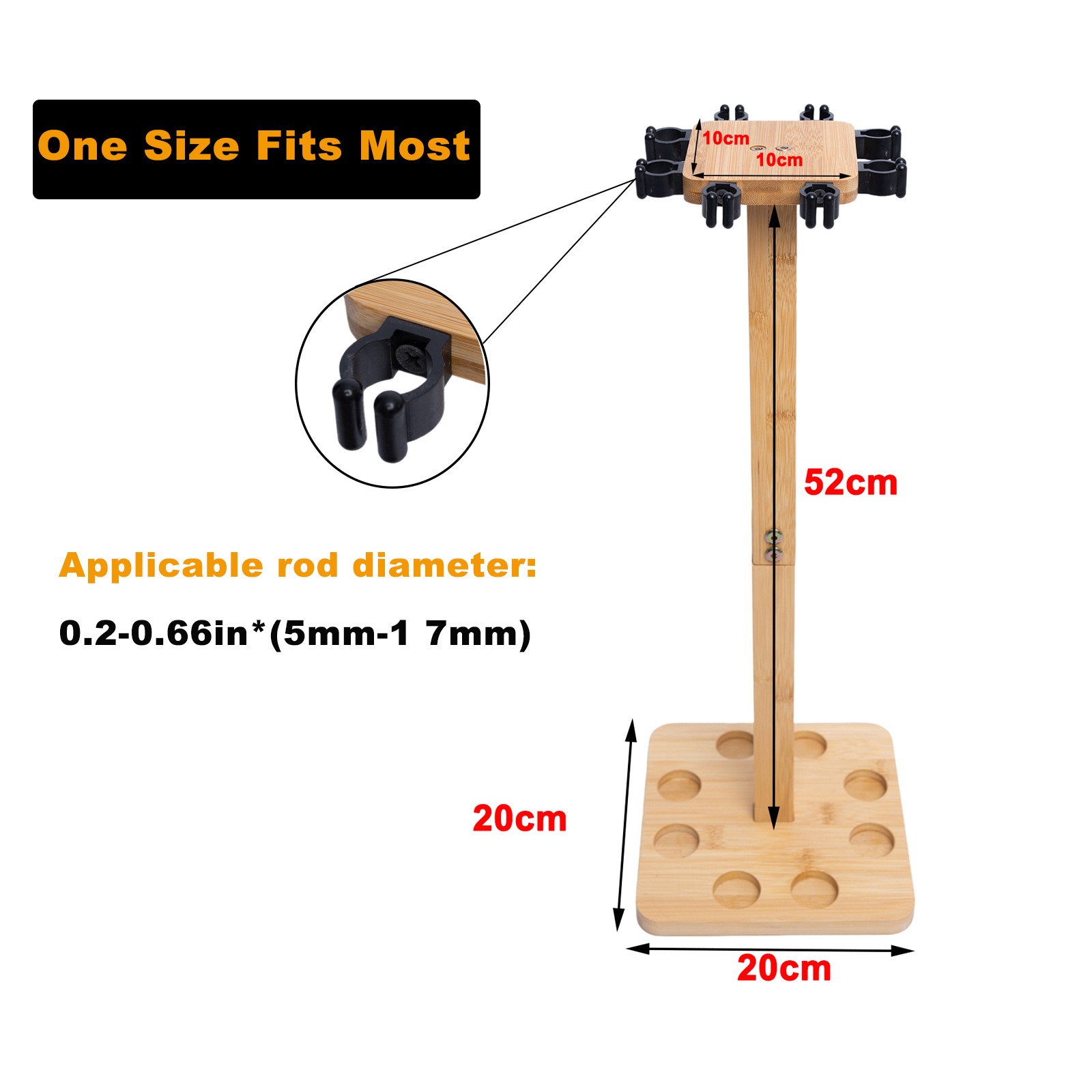 Fishing Rod Storage Racks, Wood Floor Stand Fishing Pole Holders of 8 Rods