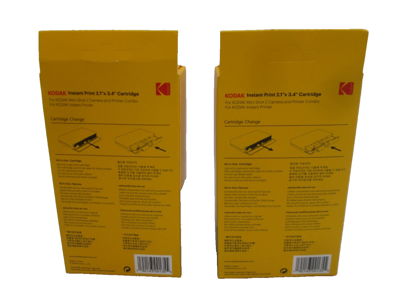 Two (2) Pack Sealed Kodak Instant Print 2.1"x 3.4" Cartridge 60 Sheets Total