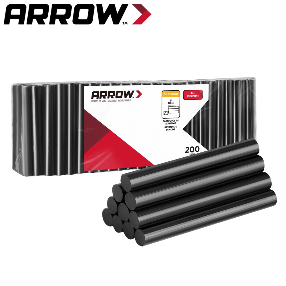Arrow 200PC Full Size Hot Glue Stick Black Glue Gun Stick 4"x1/2" Hot Melt Stick