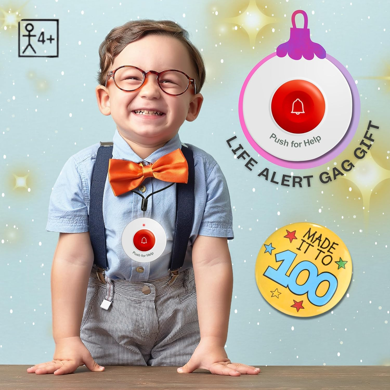 Light-Up Fake Life Alert Button Prop 100Th Day of School Costume, Fun Emergen...