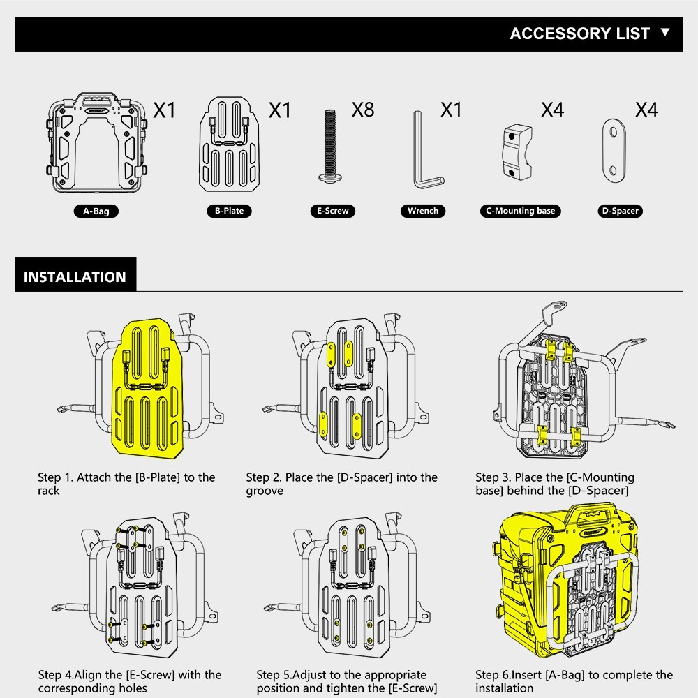 Rhinowalk Motorcycle Side Bag Waterproof 35L Quick Release Saddlebag Pannier 1Pc