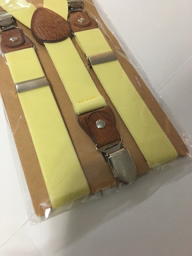 JIERKU Kids Clip On Suspenders Pre Tied Bow Tie Suspenders/Bow Tie Yellow