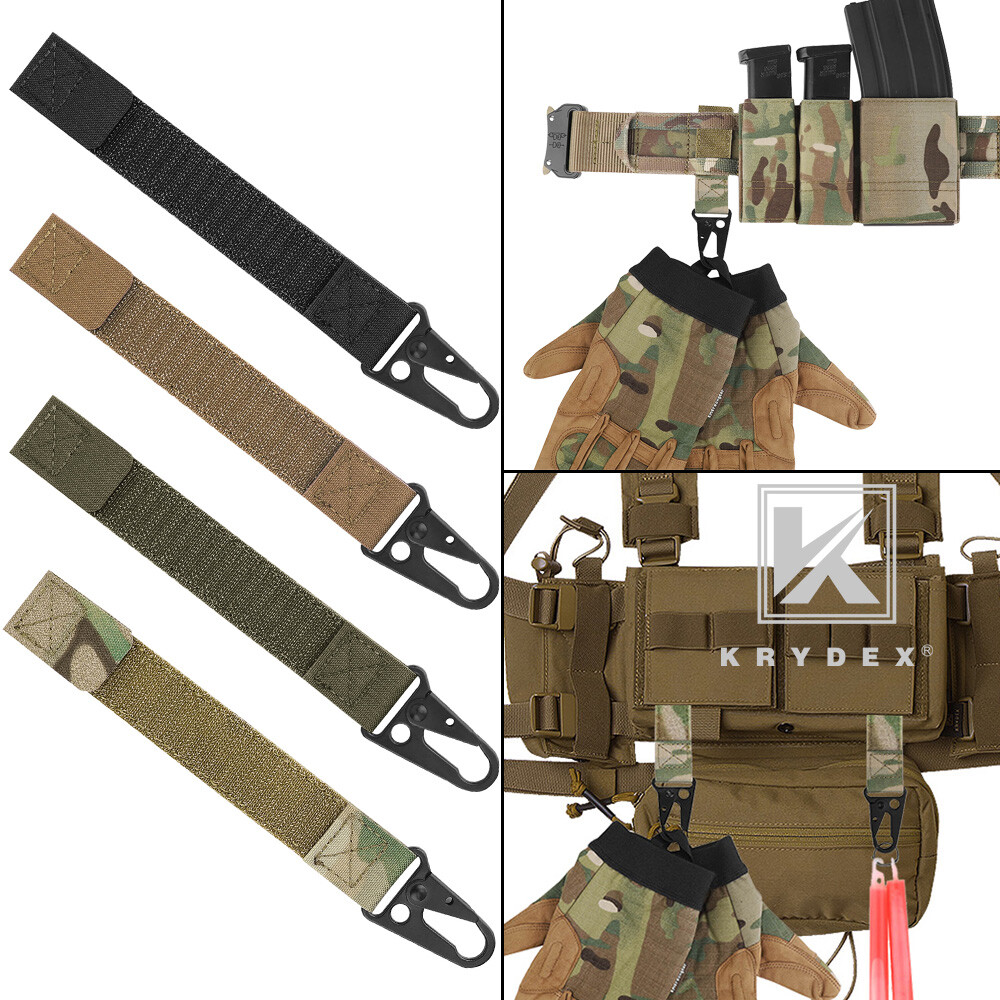 KRYDEX Tactical Hook Strap Clip Keychain Carabiner for MOLLE Belt/Tactical Vest