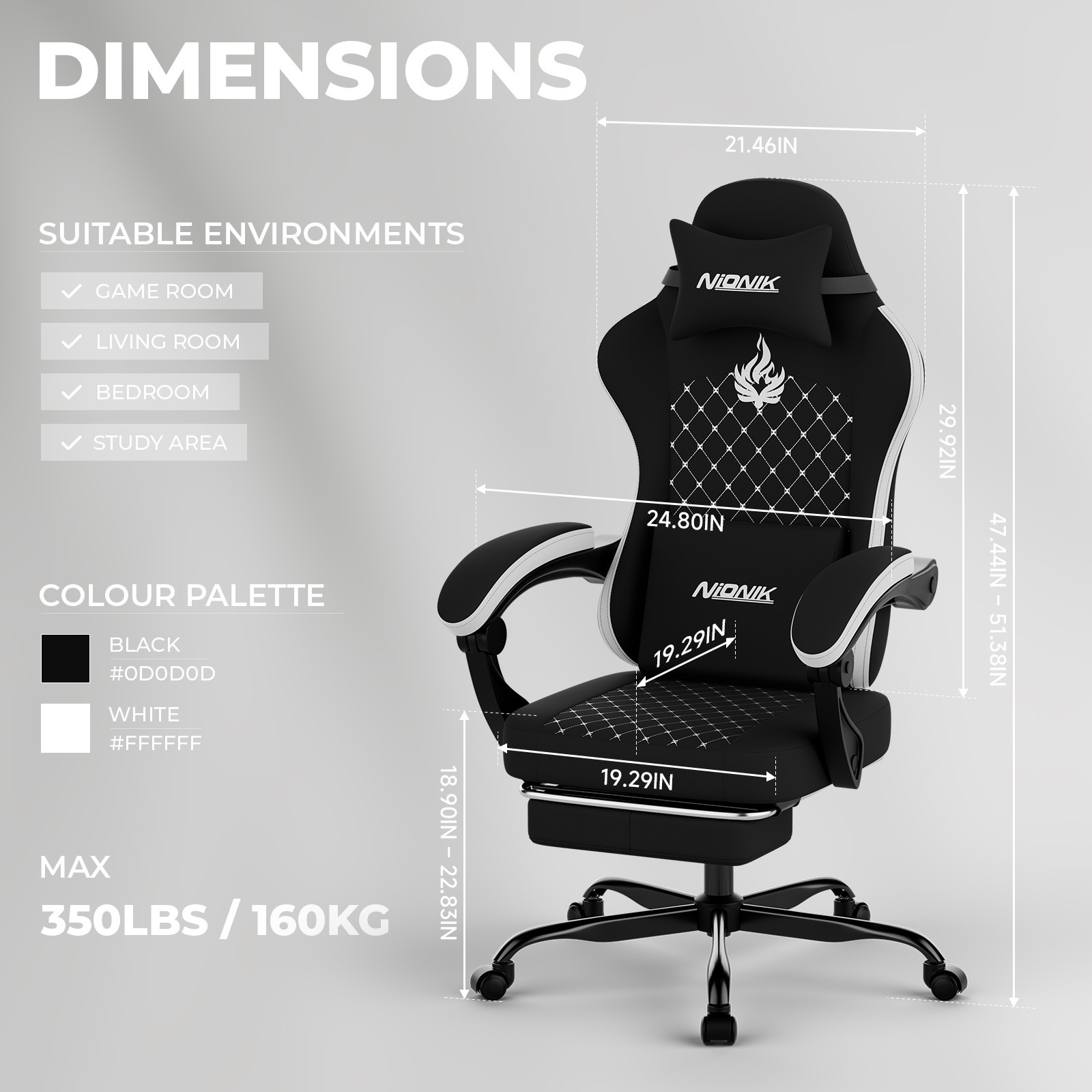 Gaming Chair with Massage Ergonomic PC Gaming Chair Computer Chair with Footrest