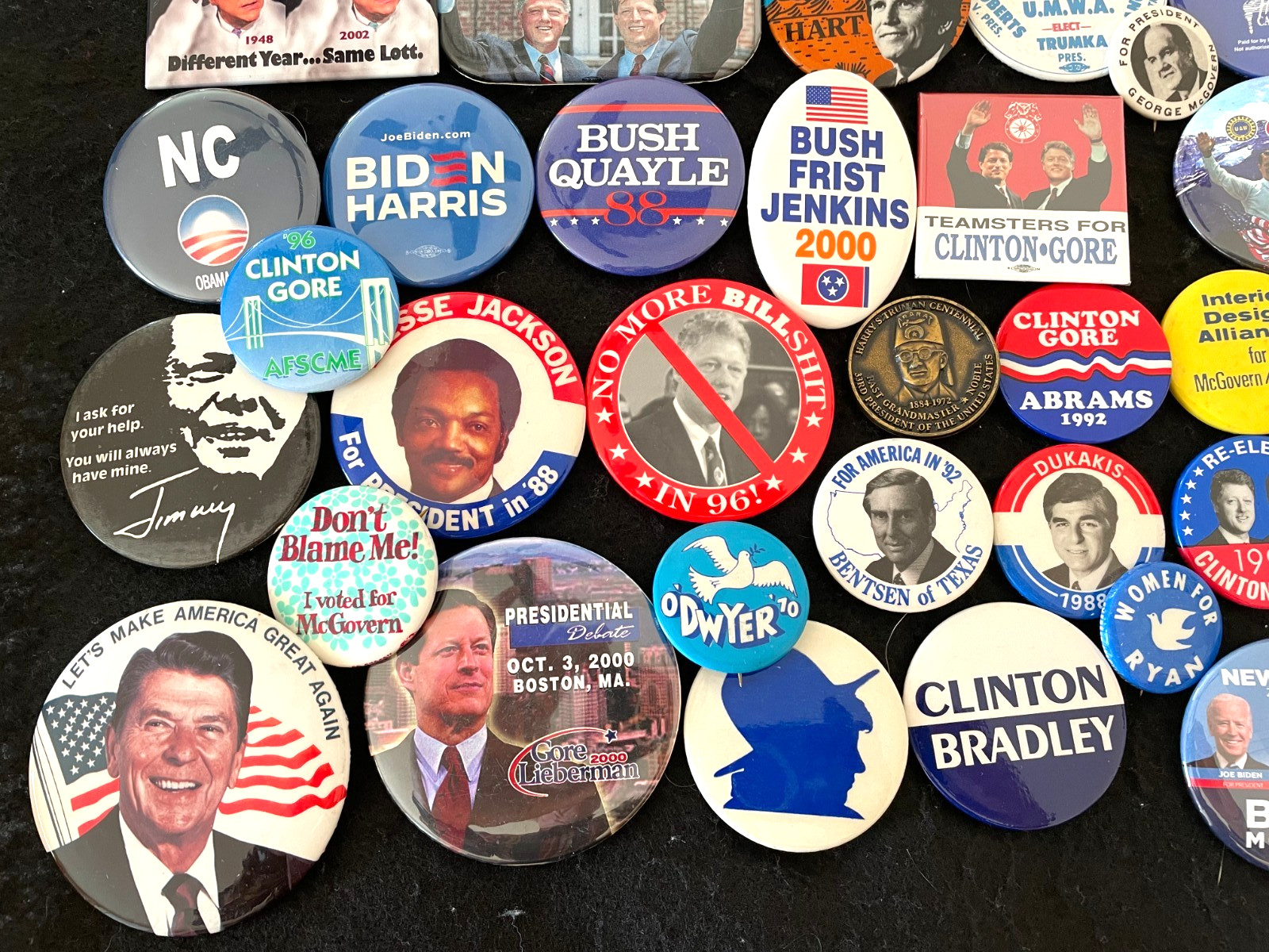 Button Lot Collection of 80+ different Political,Presidential,CAUSE, buttons
