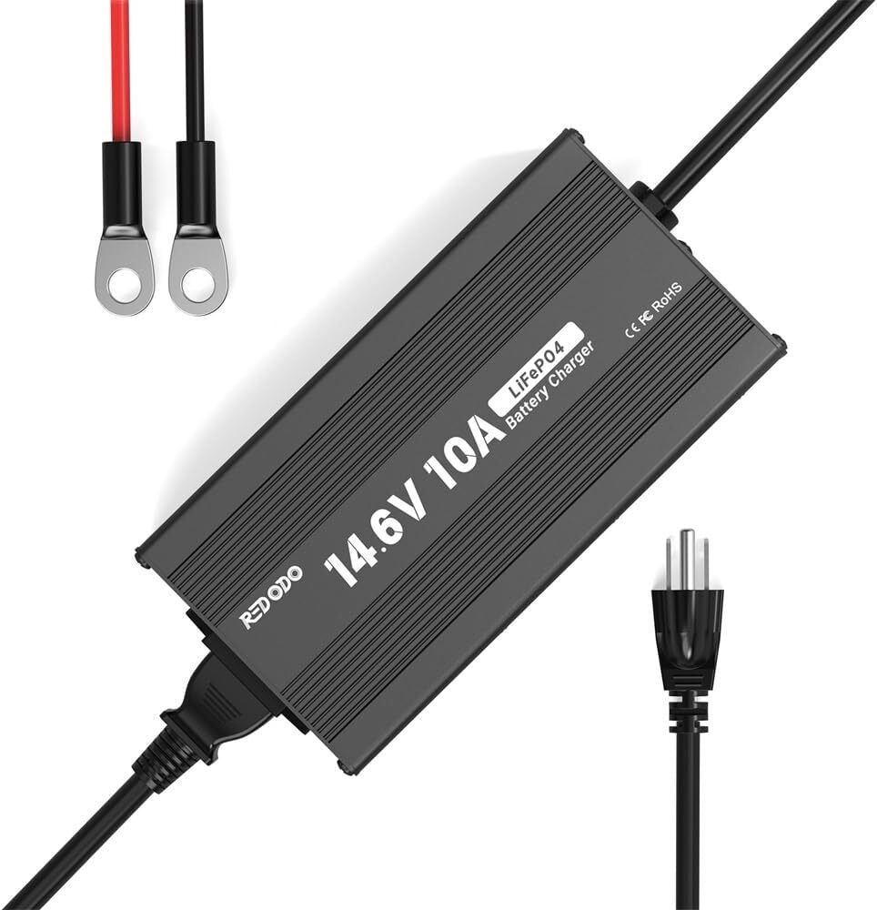 Redodo 14.6V 10A LiFePO4 Battery Charger Fast Charging for Lithium Battery