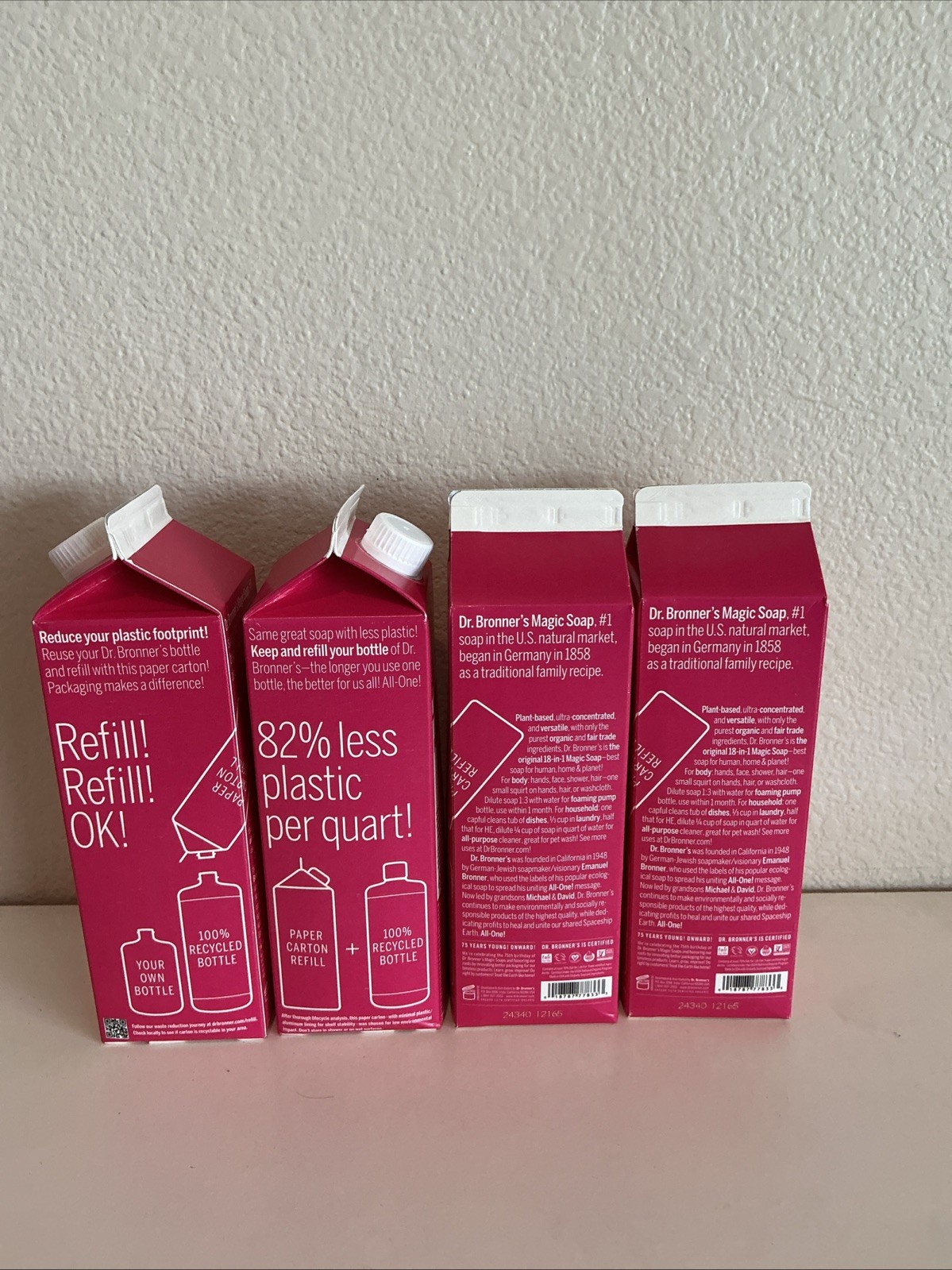 Lot Of 4 Pure Castile Liquid Soap Refill Rose 32 Oz