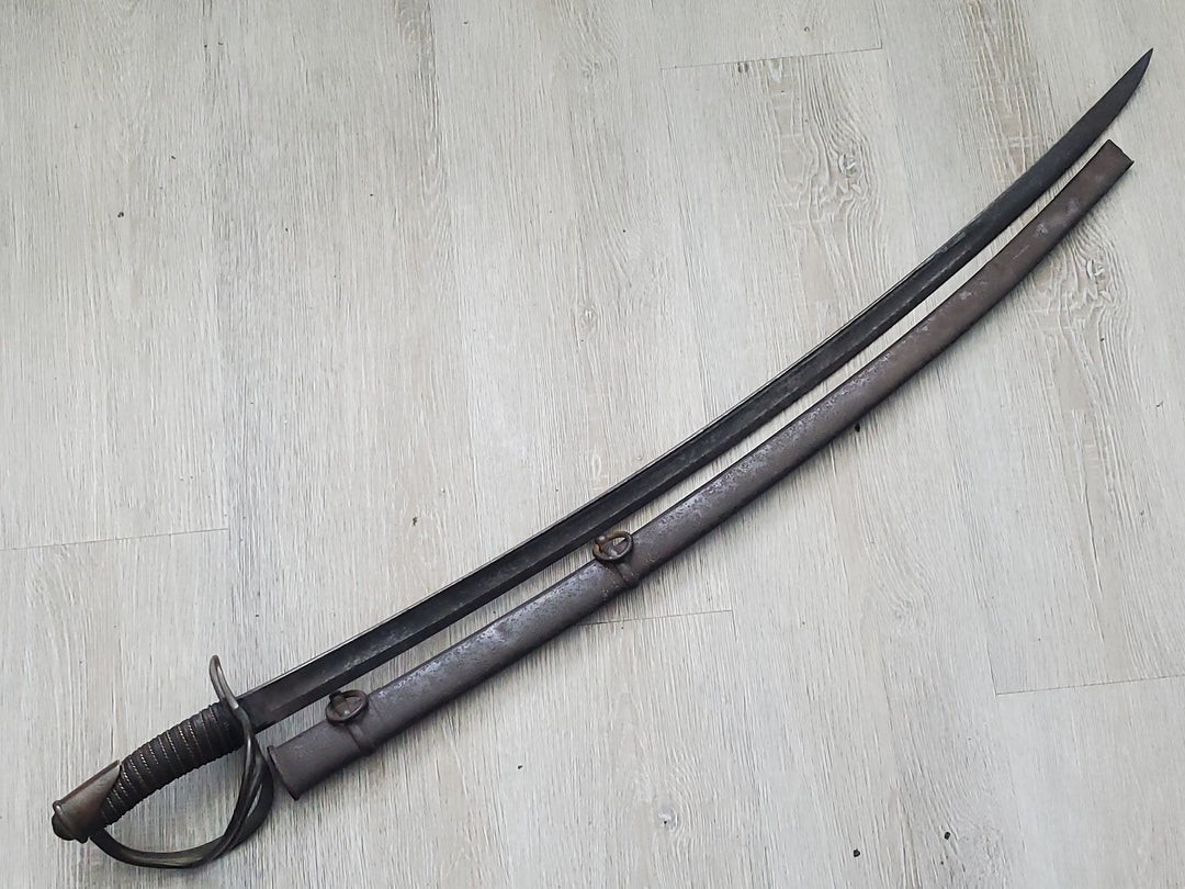 FRIEDRICK POETTER M1840 "OLD WRISTBREAKER" CAVALRY SWORD AND PARTIAL SCABBARD