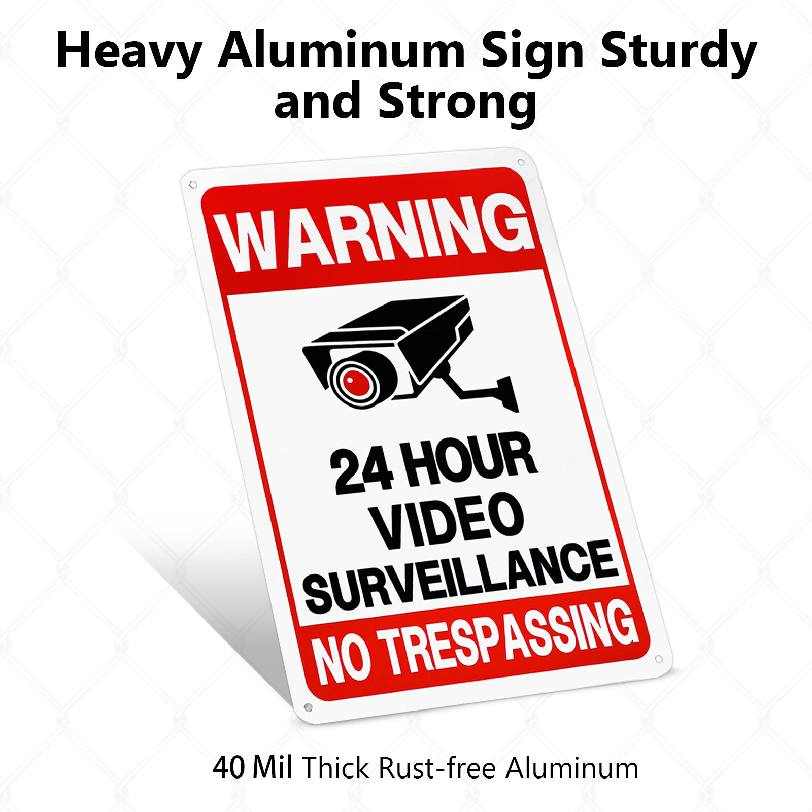 3 Pk No Trespassing 24 Hr Video Surveillance Warning Sign Aluminum UV Protected
