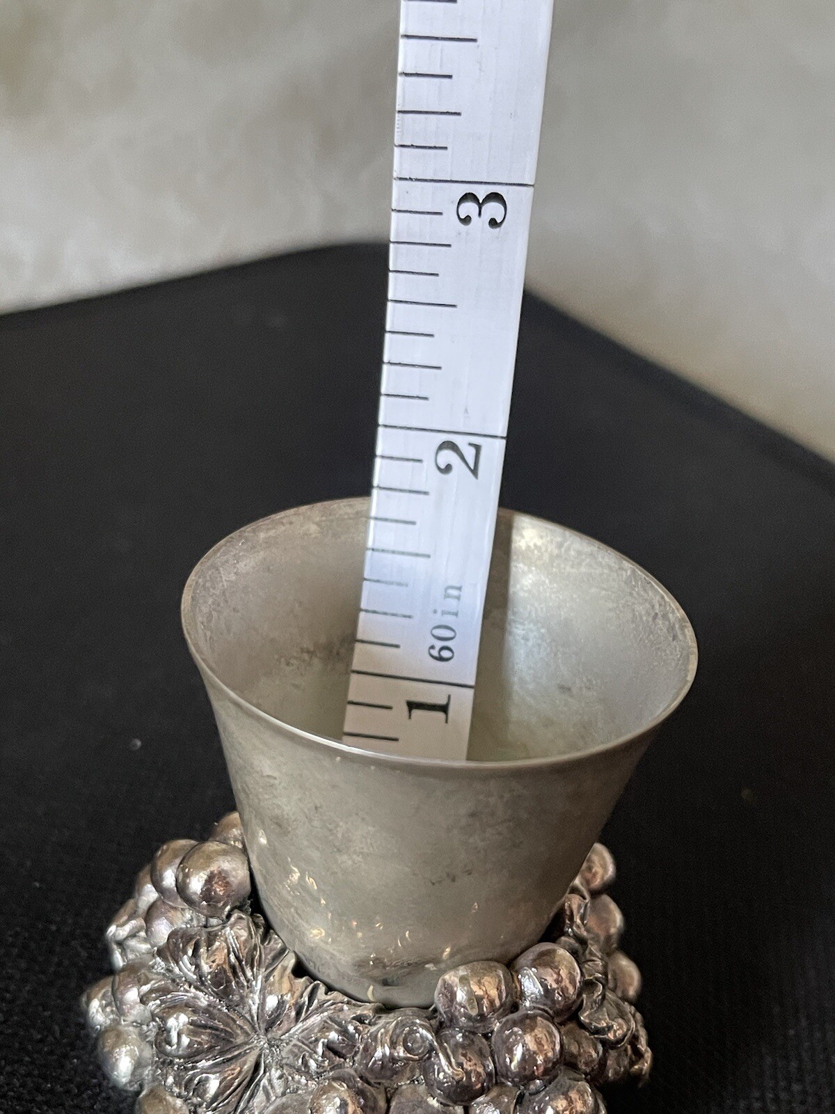 Godinger Silver Plated Cup Heavy Base Grape Design 2 Inches Tall