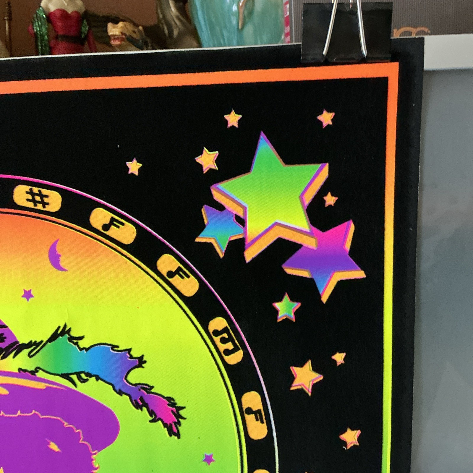 Vintage Hendrix Black Light Flocked Poster 21.5”x33”