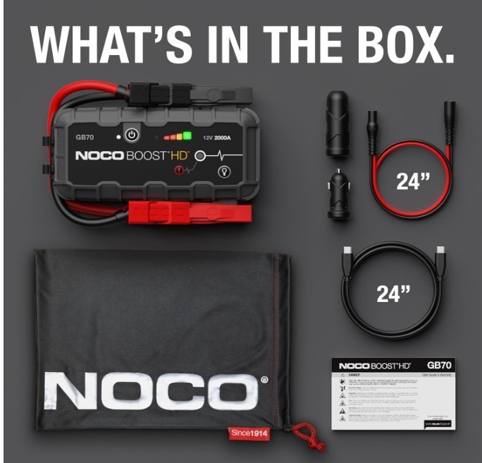 NO.CO Boost GB70 2000A UltraSafe 12V Lithium Jump Starter 8.0L Gas 6.0L Diesel