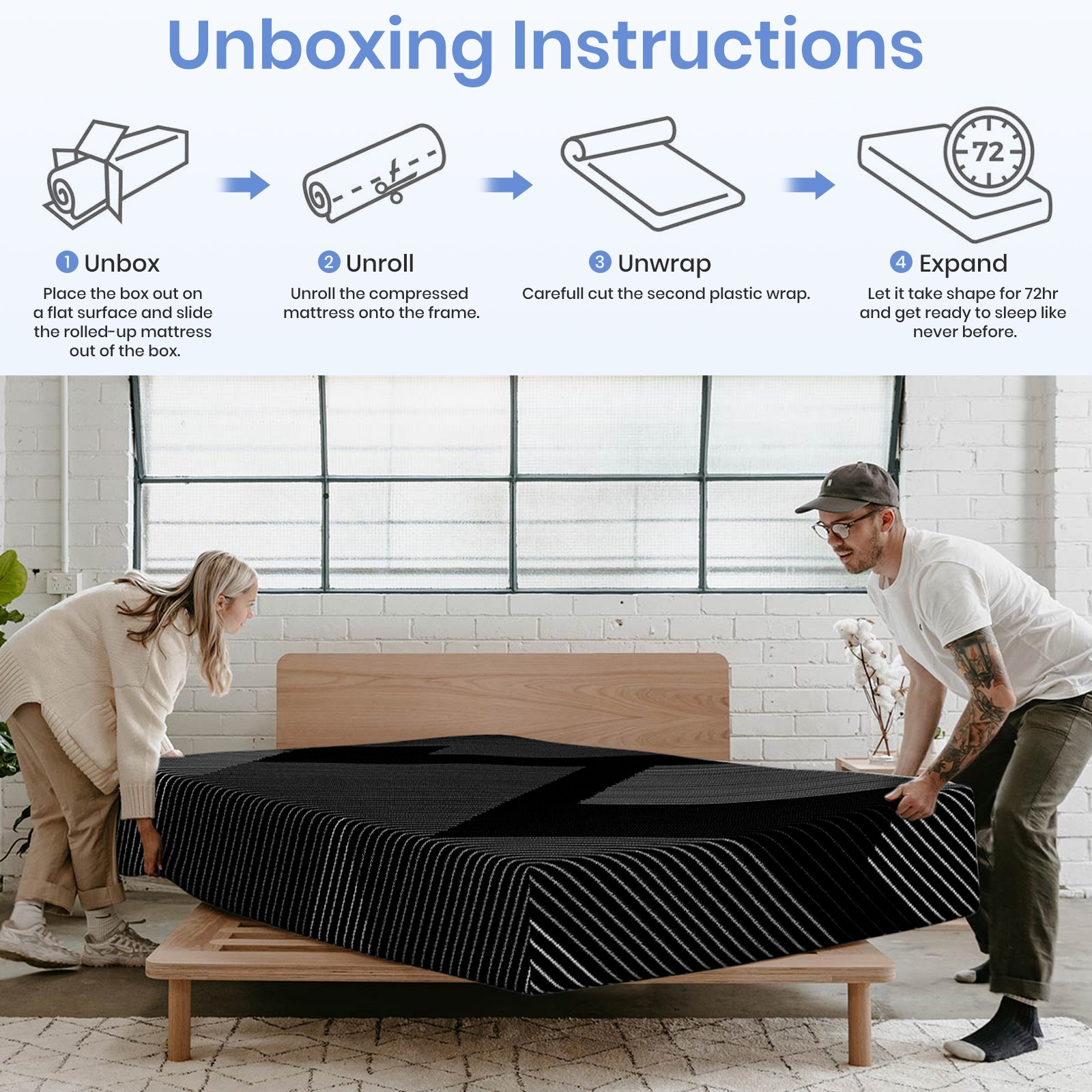 Cooling Memory Foam Mattress in a Box, 8" 10" 12" Twin Full Queen King Mattress