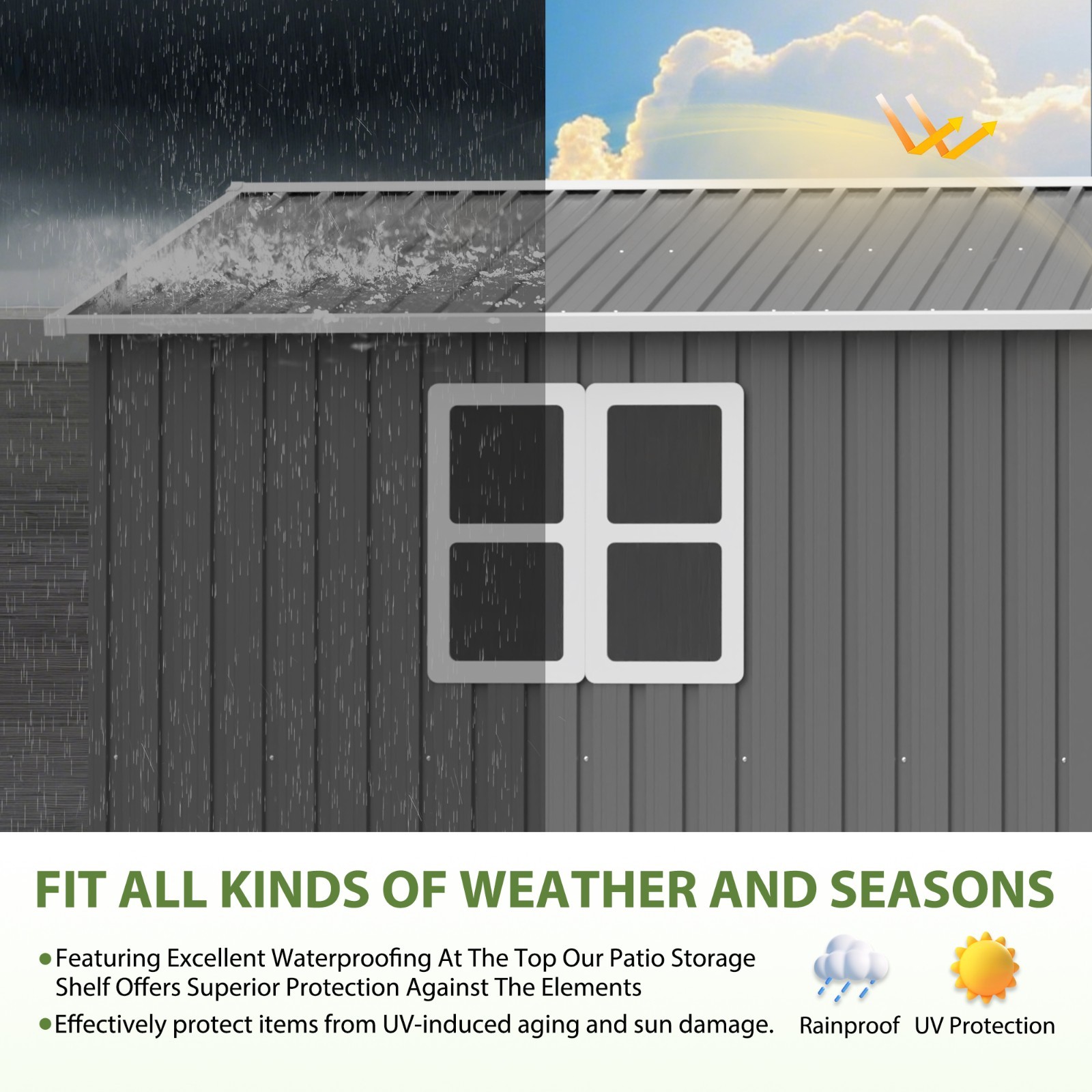 12'x10' Metal Outdoor Storage Shed Heavy Duty Garden Shed w/ Floor Kit & Window