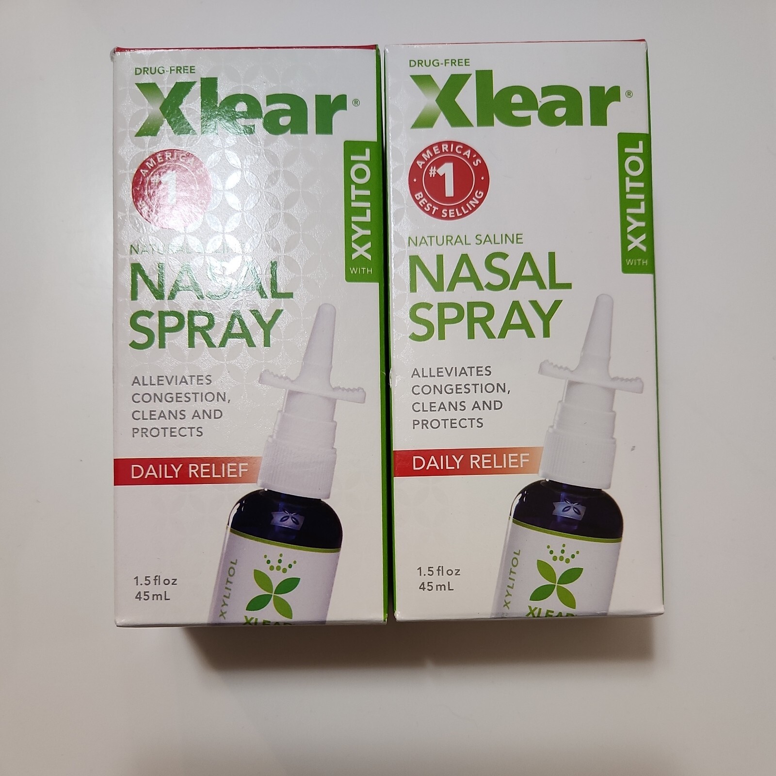 Xlear Natural Saline Nasal Spray with Xylitol 1.5 oz x2 Exp 2025+