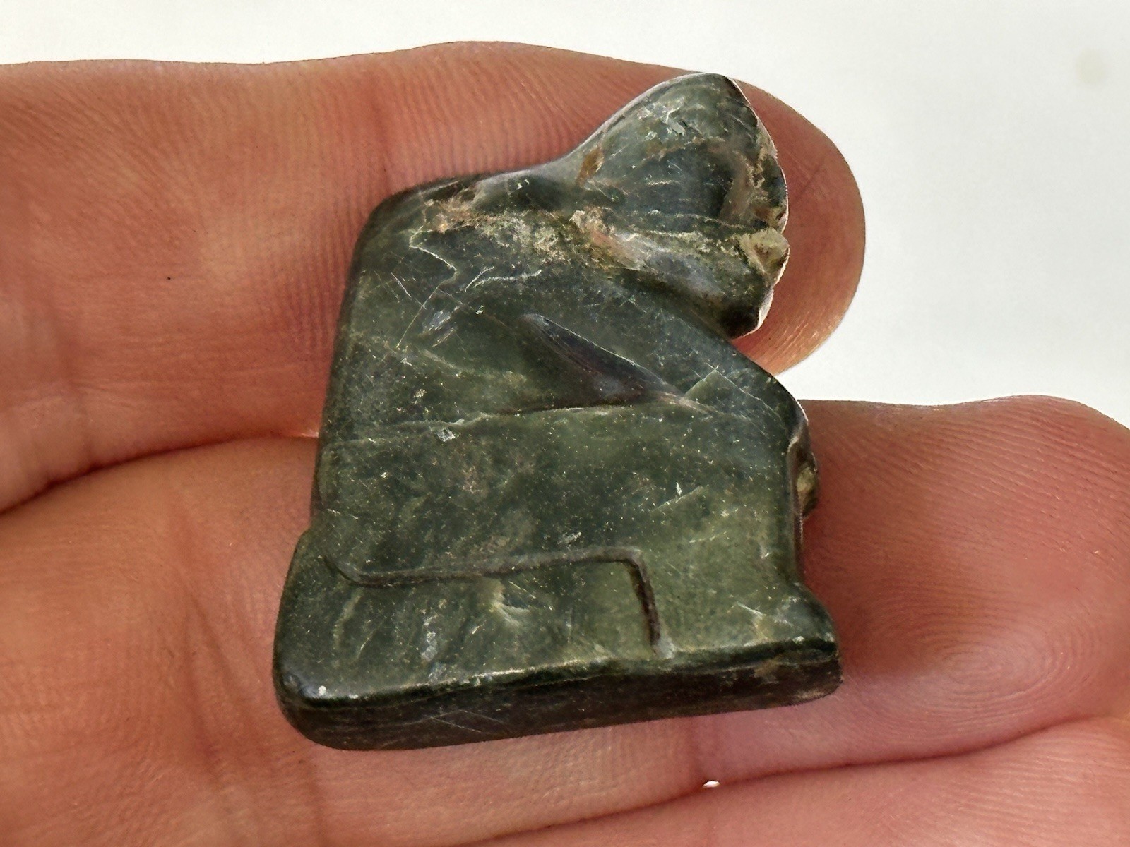 INCREDIBLE PRECOLUMBIAN HUMAN EFFIGY OLMEC JADE STATUE FIGURINE IDOL TOTEM, COA