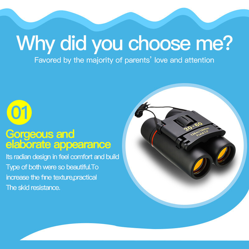 Mini Binoculars Telescope 30X60 Zoom Day Night Vision Foldable Travel Hunting US