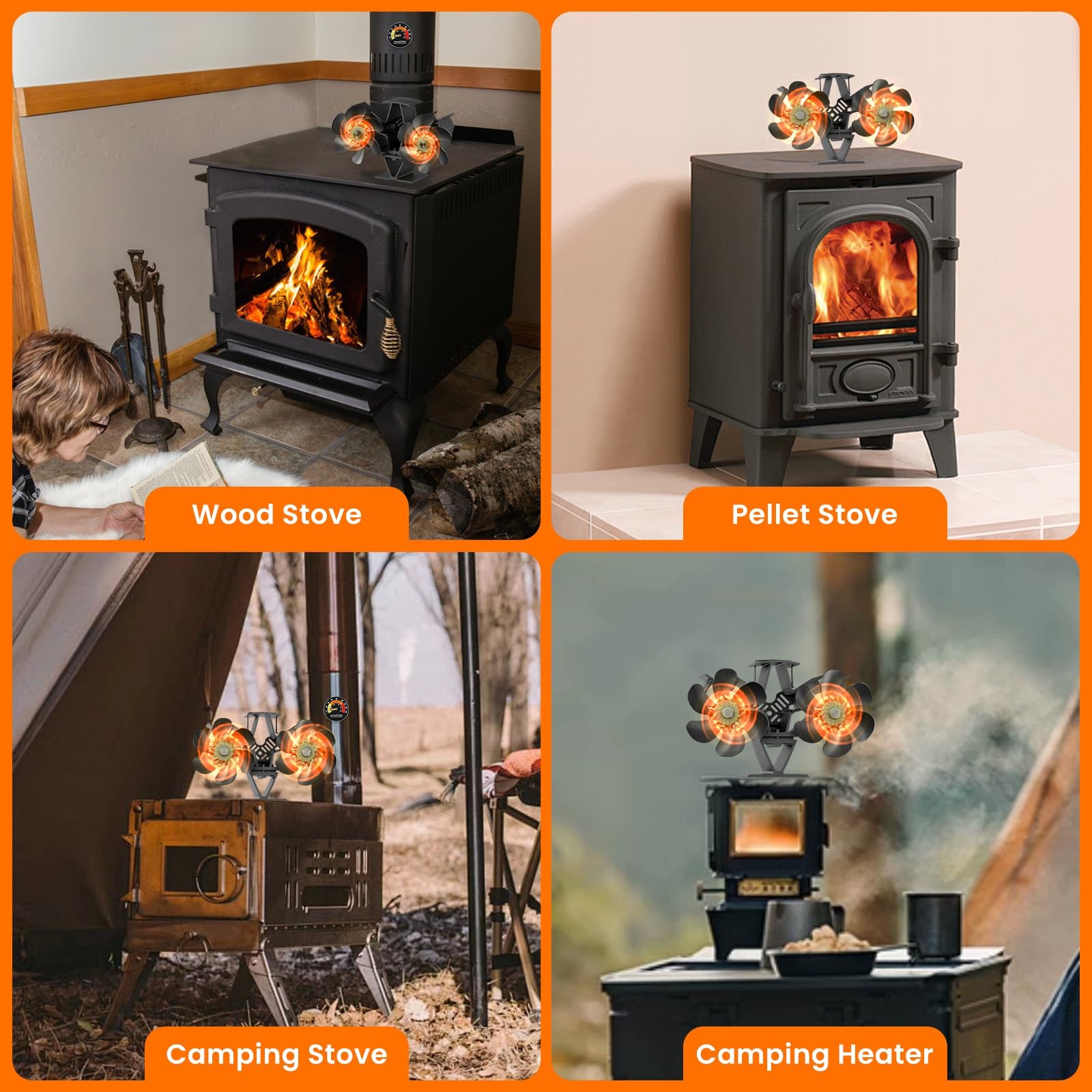 JossaColar Wood Stove Fan Heat Powered | 12-Blade Non Electric Heat Activated...