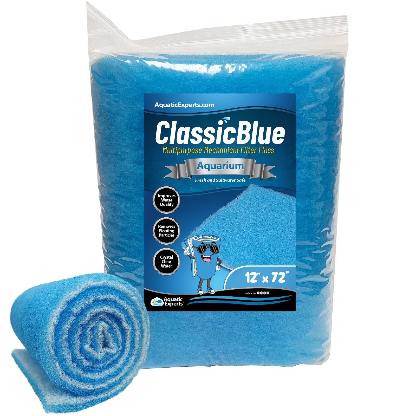 ClassicBlue Bonded Freshwater and Saltwater Safe Aquarium Filter Pad 0.75" Thick