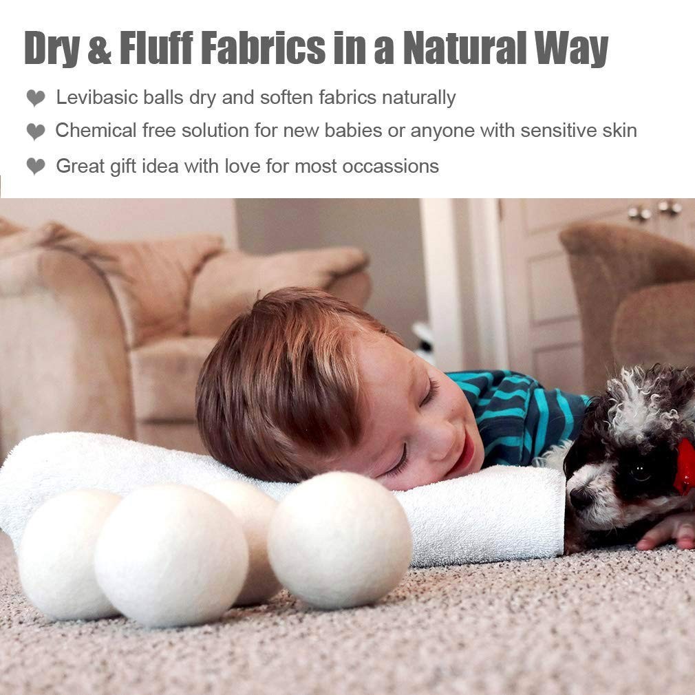 Wool Dryer Balls 6 Pack XL, 3" Genuine New Zealand Wool to Core, 100% Organic