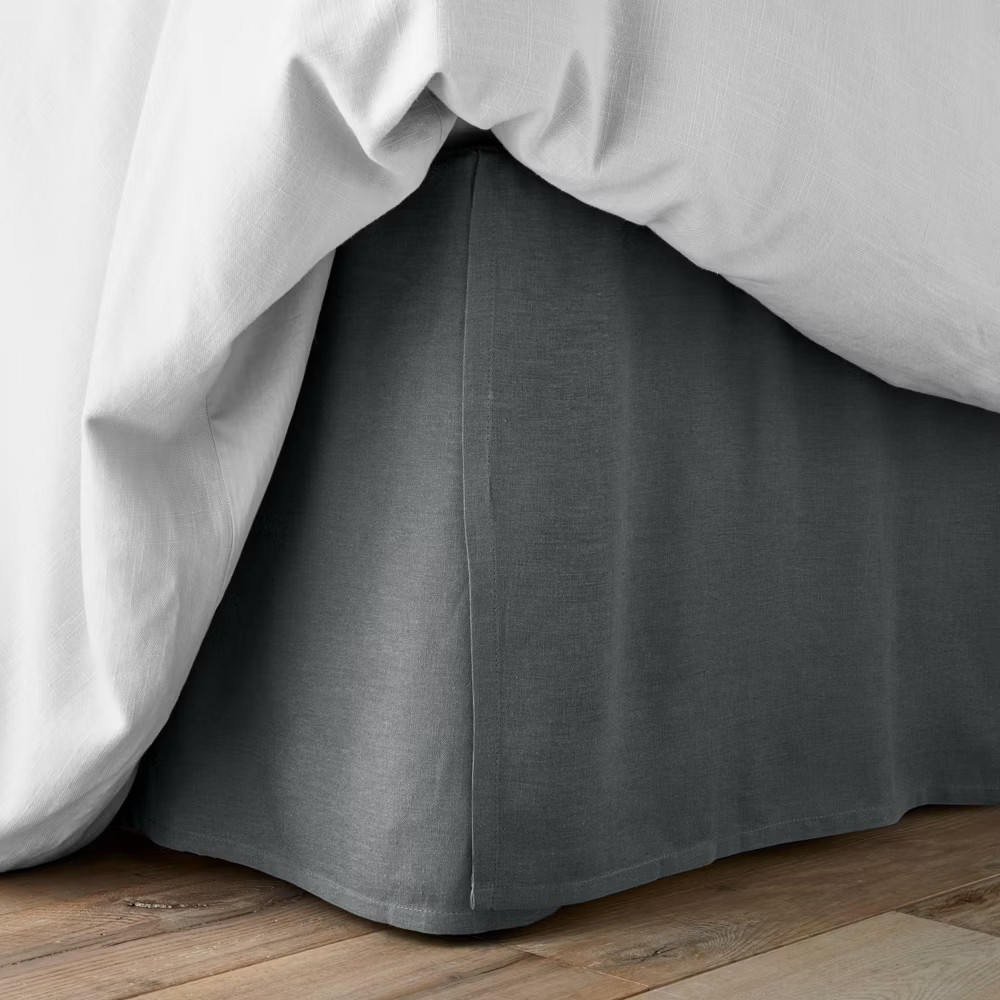 Full/Queen Linen Blend Bedskirt Dark Gray - Casaluna