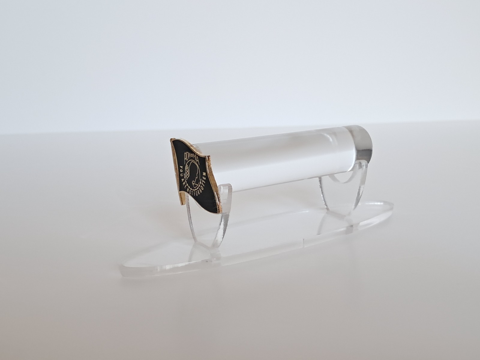 Handgun Firearm Gun Safe Shelf Display Rod - 7/8" POW*MIA Enamel Topper