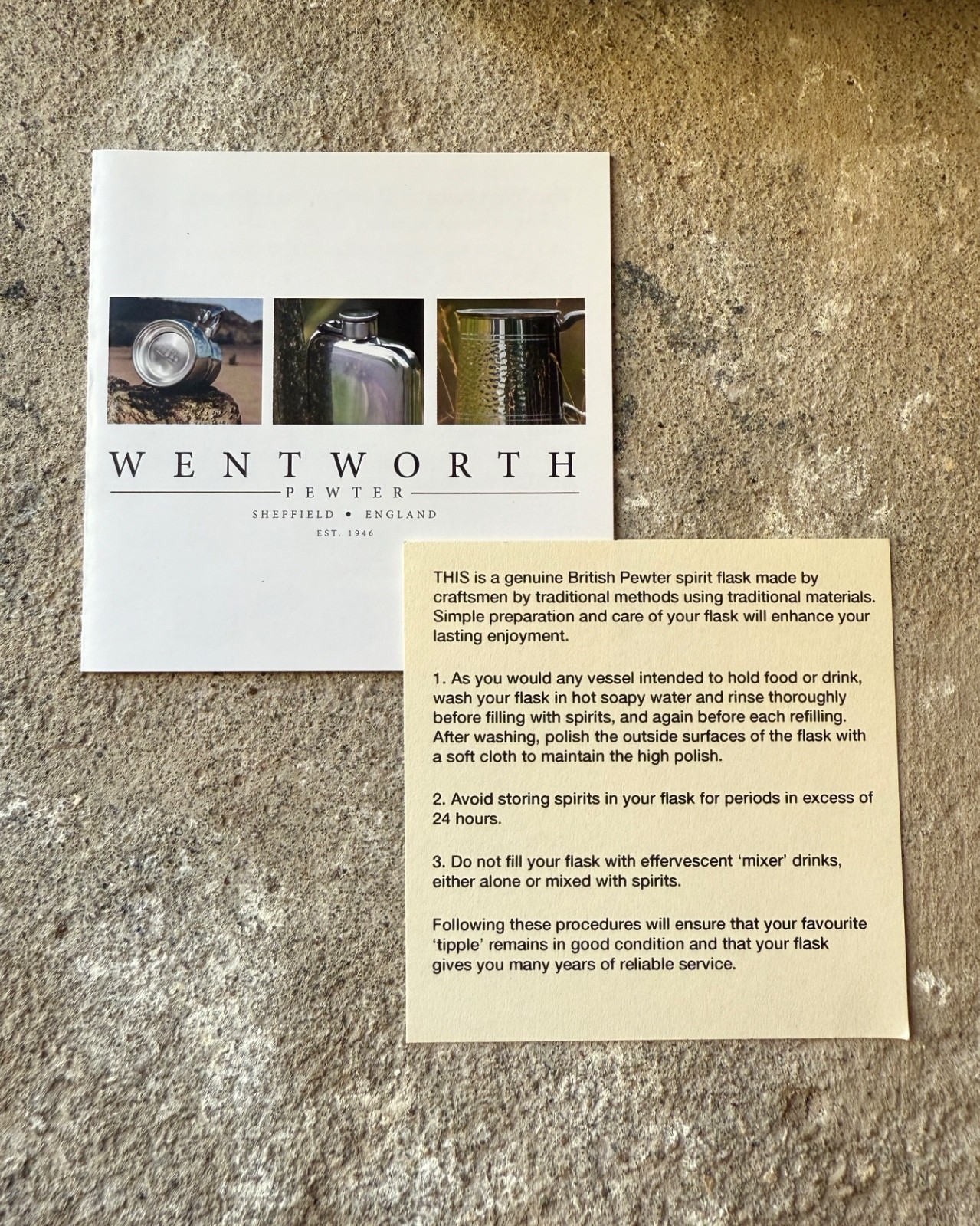 6oz Wentworth Pewter Pocket Hip Flask with Leather Sleeve - Style 846 New in Box