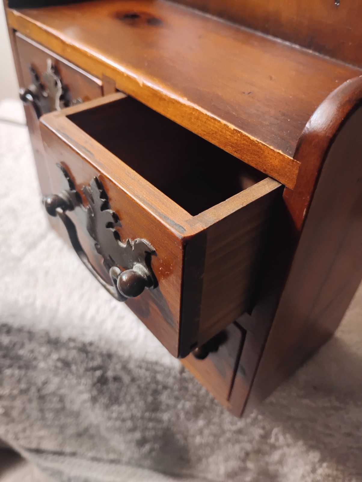 Special Vtg Wood Spice Cabinet Dk Mahogany 4 Drawers Excellent Cond Great Cond