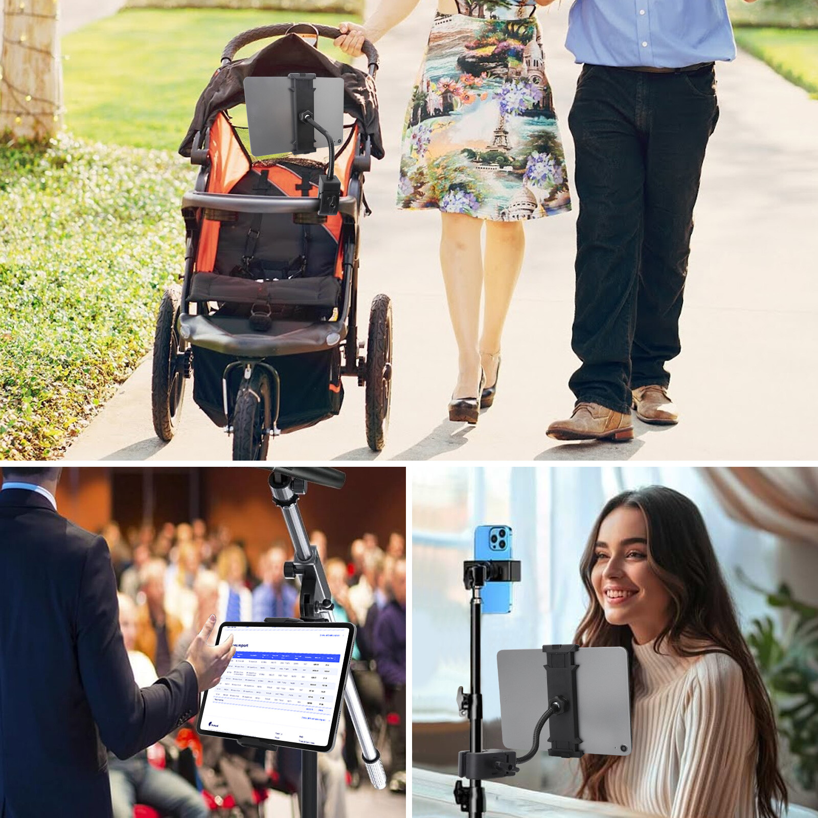 Goosencek Tablet Holder Mount for 5-12.9" iPad Phone for Exercise Bike Treadmill