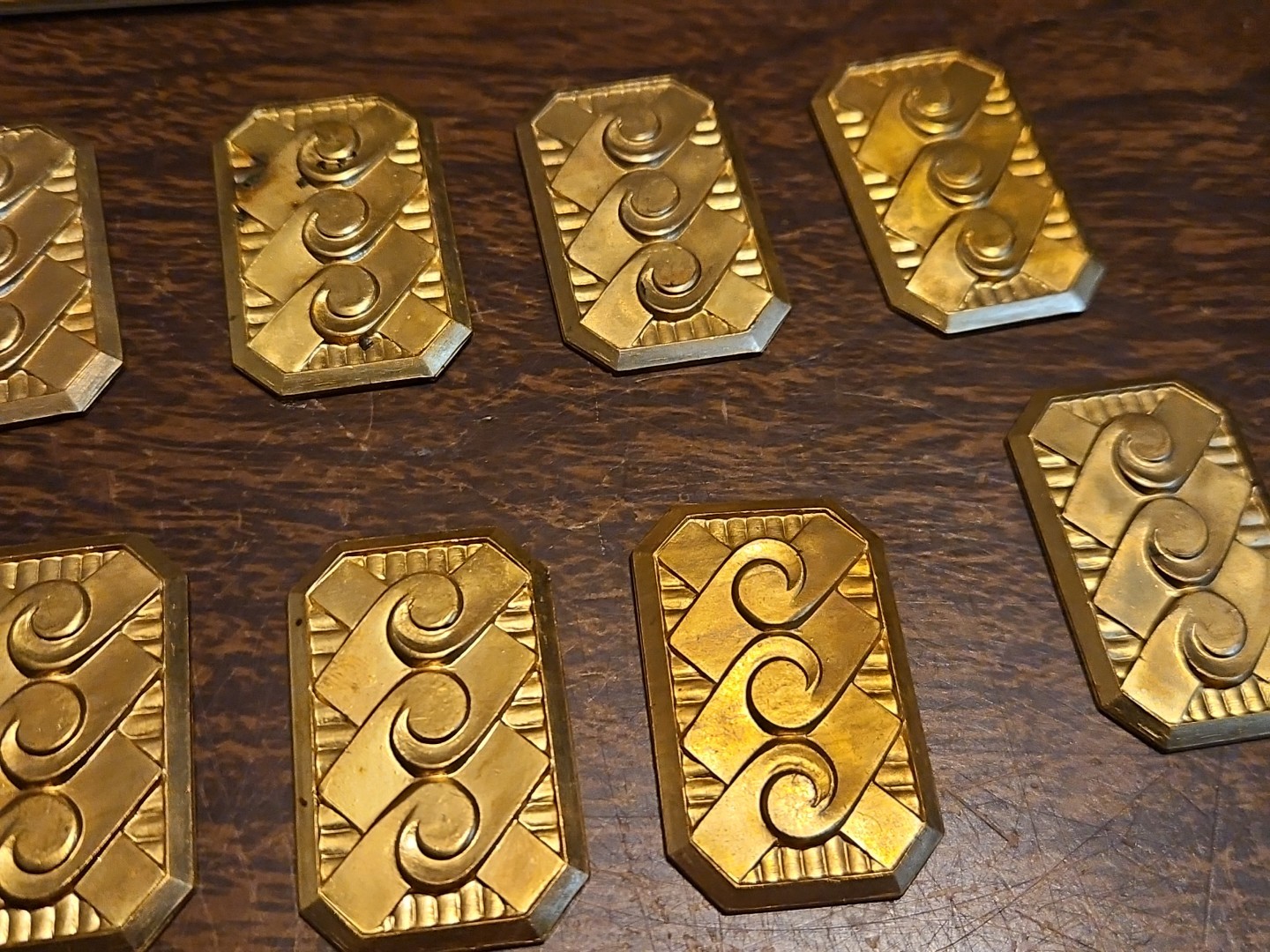 Lot Of 10 Geometric Bar France Vintage 60s Brass Stampings Findings Jewelry